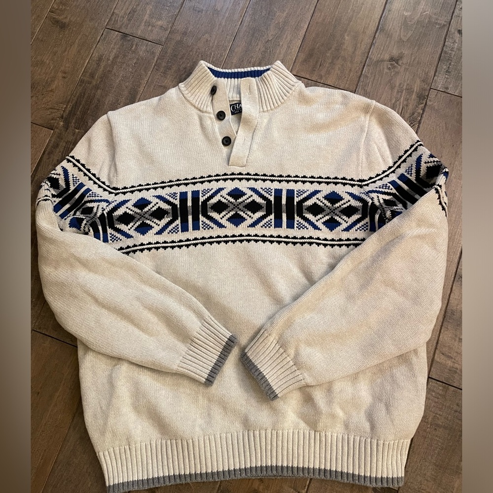 Chaps Ralph Lauren Christmas / Winter 3 button Sweater Pullover size XL
